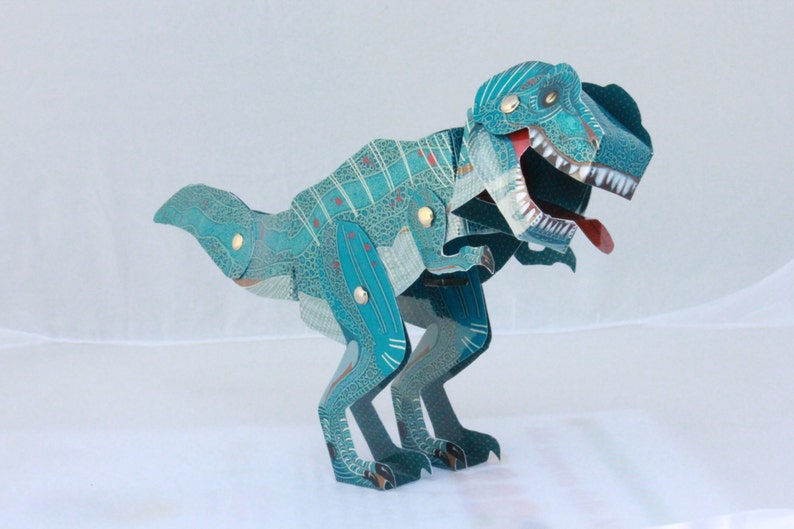 Dinosaur T-Rex Toy, Kids' Craft, laminated paper toy, Make your own Dinosaur image 4