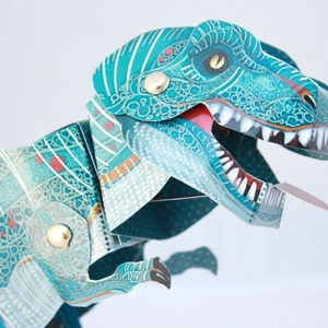 Dinosaur T-Rex Toy, Kids' Craft, laminated paper toy, Make your own Dinosaur image 5