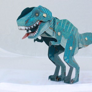 Dinosaur T-Rex Toy, Kids' Craft, laminated paper toy, Make your own Dinosaur image 3