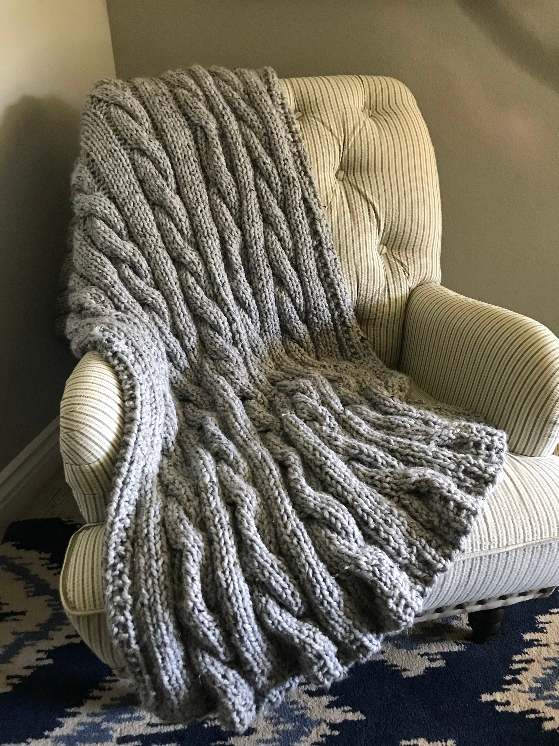 Cable Knit Blanket Cable Knit Throw Lap Blanket Etsy
