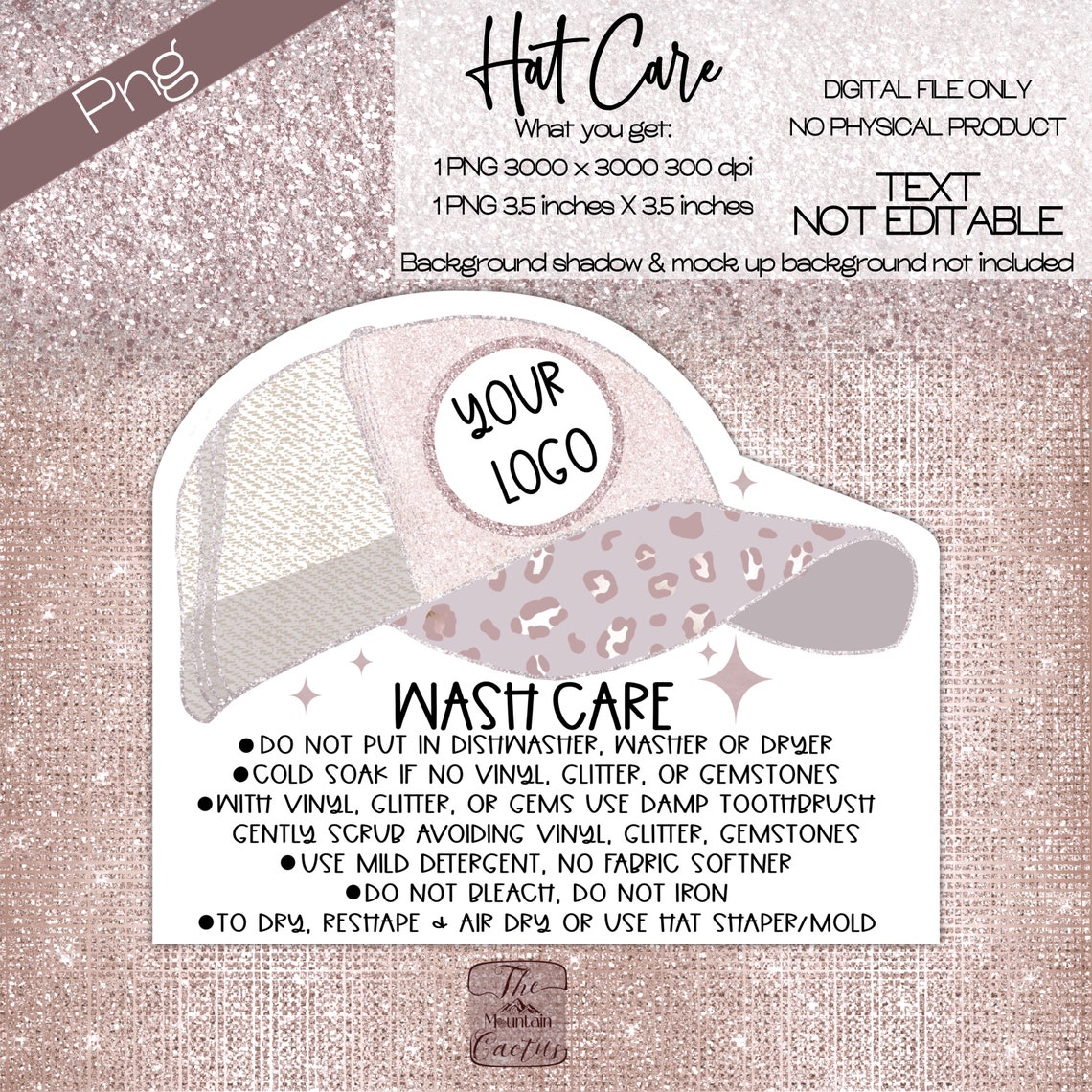 Hat Washing Instructions, Cap Washing Care Card, Hat Care, Hat Washing