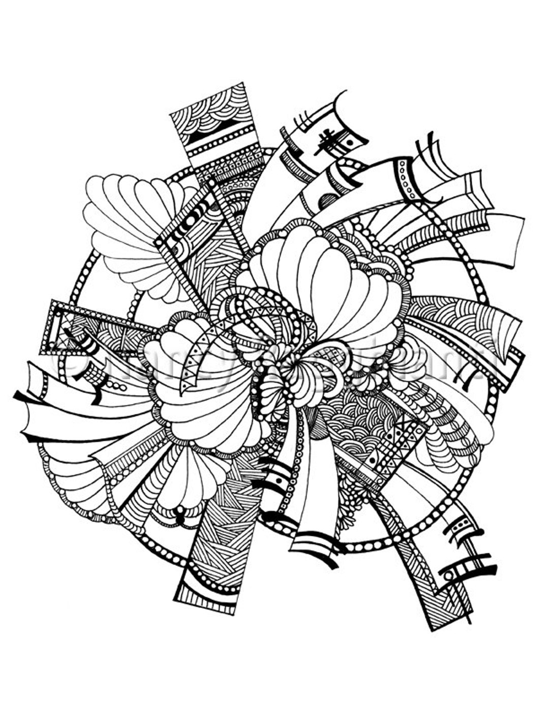 Printable Coloring Page, Digital Download - Curves and Lines - Etsy