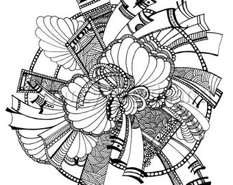 Printable Coloring Page, Digital Download - Curves and Lines