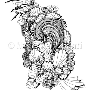 Printable Coloring Page, Digital Download - Feathers and Fans
