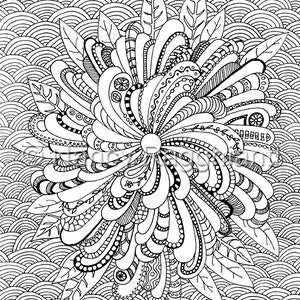 Utskrivbar målarbild, digital nedladdning - Mandala-liknande med komplex bakgrund