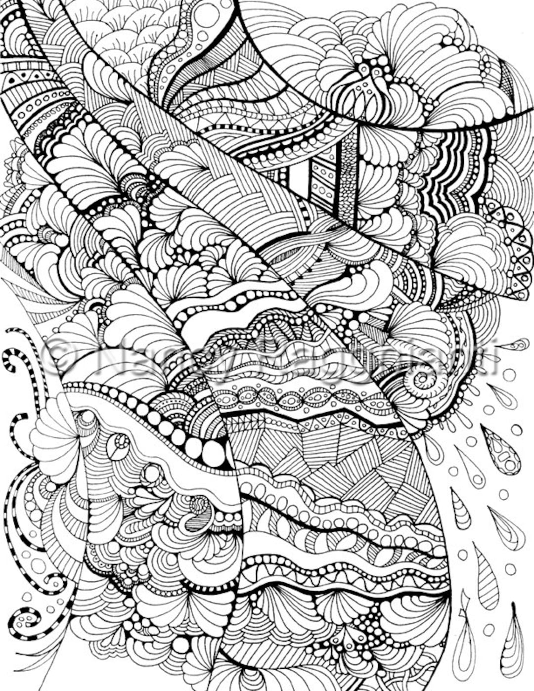 Printable Coloring Page, Digital Download Full Page Freeform Doodles - Etsy