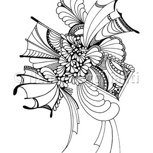TWO Printable Coloring Pages, Digital Download Fan Explosion and Sweeping Curves image 2