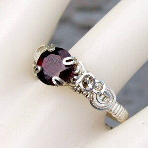 Garnet Ring, Sterling silver, Almandine AA grade GARNET, January Birthstone, handmade wirewrap, Birthday gift, Christmas Gift, Made to order
