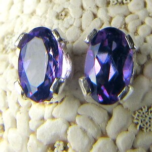 Amethyst Stud Earrings, Sterling Silver Studs, Natural Amethyst 5x3mm, February Birthstone, Birthstone jewelry, Birthday gift, 925