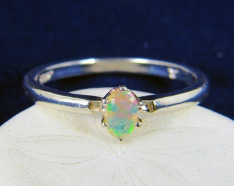 Ethiopian Welo Opal RING, Sterling Silver, 5x3mm, Ethiopian Opal Solitaire, October birthstone, birthstone jewelry, Opal Jewelry, Welo Opal