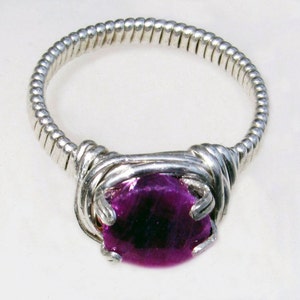 Natural Ruby Ring, Sterling Silver Ruby, Faceted Ruby Ring, July Birthstone Ring, Ruby July Birthstone, Wire Wrapped Ring, Handmade Ring,