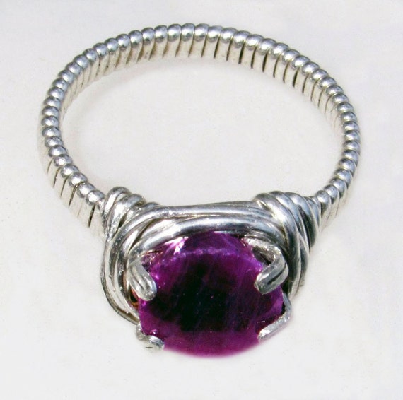 Natural Ruby Ring, Sterling Silver Ruby, Faceted Ruby Ring, July Birthstone Ring, Ruby July Birthstone, Wire Wrapped Ring, Handmade Ring,