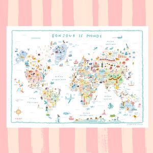 Póster ilustrado «Hola Mundo»: un mapa poético para pequeños exploradores.