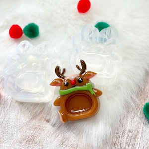 Rudolph Silicone Mold for Keychains  UV & Epoxy Christmas Resin Belly Shaker Mold Kawaii