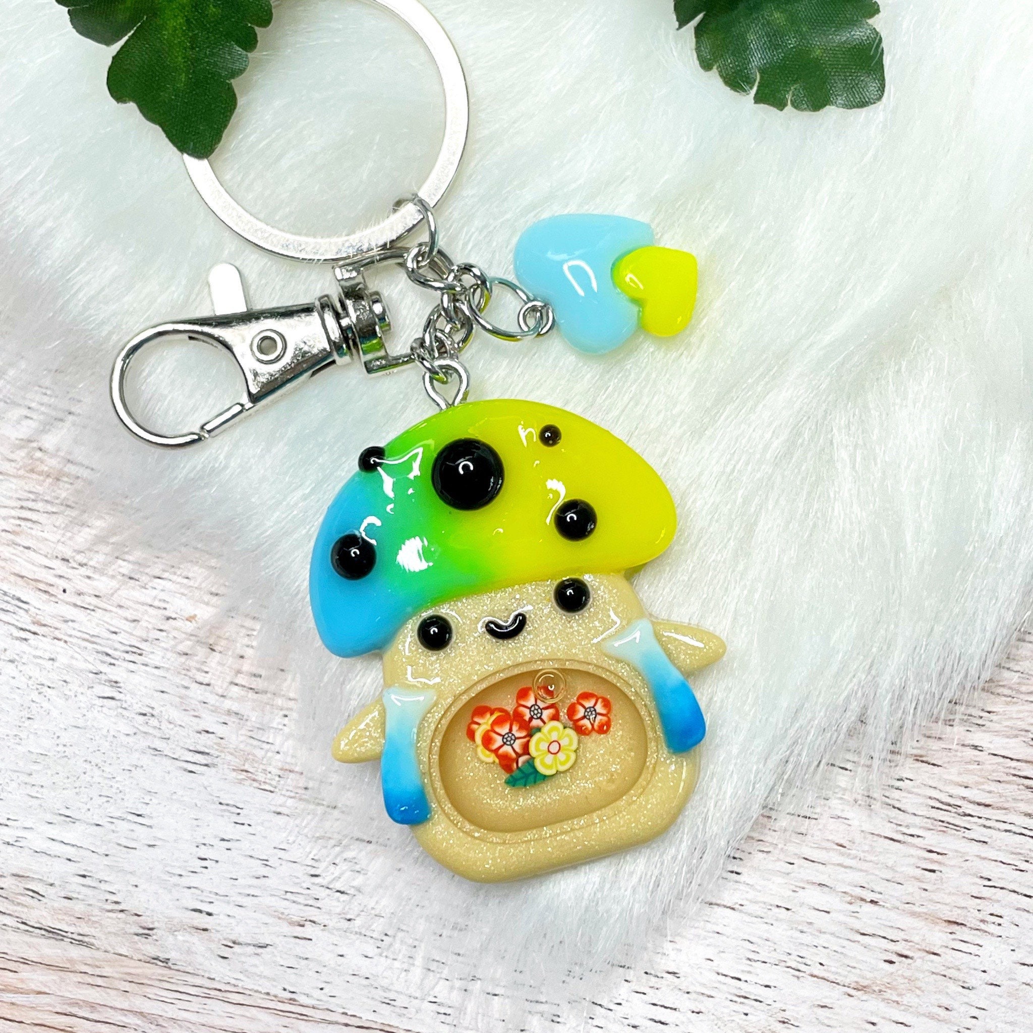 Cute Fairy Mushroom Shaker Resin Keychain Charm