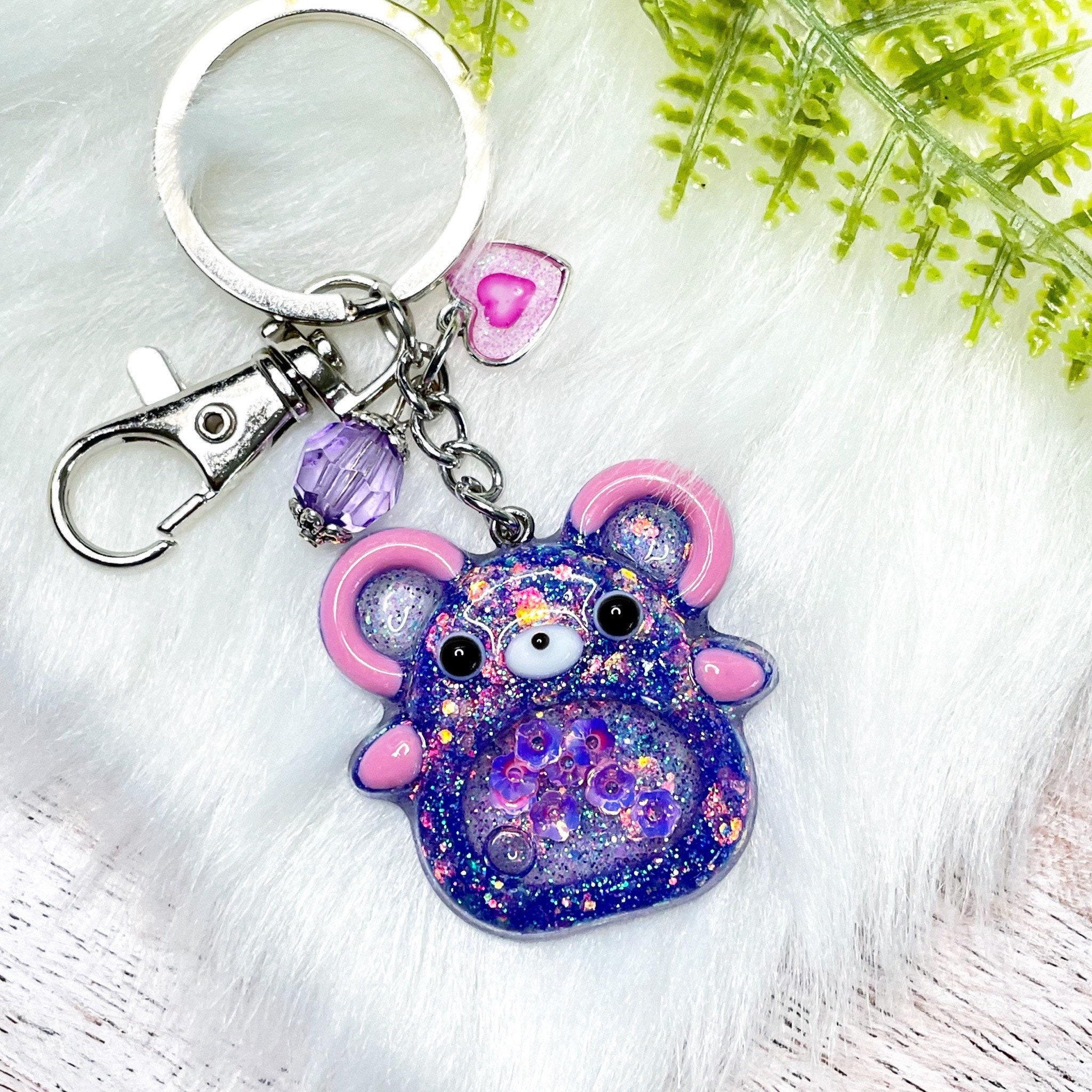 Cute Bear Shaker Resin Keychain Charm