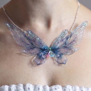Enchanting Fairy Wing Butterfly Collar Pendant: Winter Silver Fantasy Necklace for Renaissance Fairs, Adult Costumes & Fairy Gifts For Her