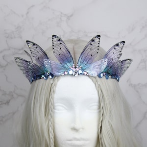 Fairy  Diadem Soft Purple Blue Fairy Wing Cicada Tiara - Crown Fairy Costume - Elven Tiara - Festival Crown - Bridal Renaissance