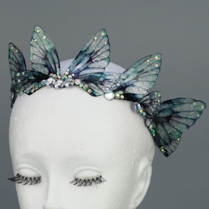 Fairy Wing Tiara - Mermaid Crown - Adult Fantasy Diadem - Teal Blue - Fairycore - Renaissance Fair - Boho Bride - Elven Crown - Festival