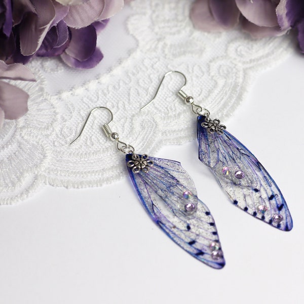 Fairy Wing Earrings - Butterfly Cicada Insect Earrings - Soft Lavender - Fairycore - Fairy Kei - Mori Kei - Pastel Goth - Renaissance Fair