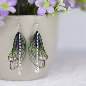 Fairy Wing Butterfly Cicada Insect Earrings - Mermaid Green Rounded - Fairycore - Gifts For Her - Festival Wear - Renaissance Fair