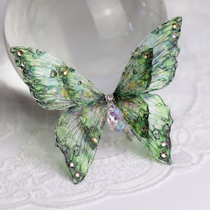 Fairy Wing Necklace - Cicada Butterfly Pendant - Green Fantasy Butterfly - Fairy Kei - Fairycore - Pastel Goth - Mori Kei - Festival Wear