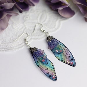 Fairy Wing Butterfly Cicada Insect Earrings Holo Rainbow  - Fairycore - Gifts For Her - Festival Wear - Renaissance - Fairy Kei