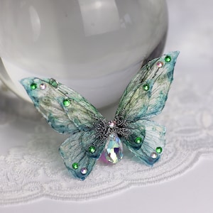 Collar de alas de hada - Colgante de mariposa cigarra - Mariposa verde vintage - Fairy Kei - Fairycore - Cottagecore - Regalo de hadas - Ropa de festival