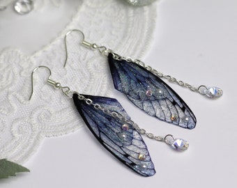 Icy Silver Fairy Wing Earrings - Bridal Fairycore Jewelry