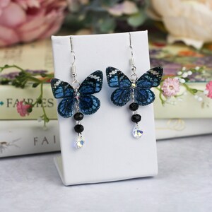 Fairy Wing Butterfly Earrings - Blue Monarch Butterfly - Fairycore - Fairy Kei - Mori Kei - Festival Wear - Renaissance Fair