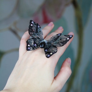 Fairy Wing Ring - Butterfly Cicada - Gothic Black Fantasy Butterfly - Fairycore - Fairy Kei - Fairy Grunge - Festival Wear Mori Kei