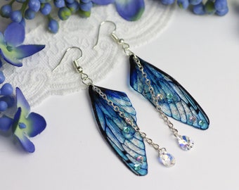 Fairy Wing Earrings - Butterfly Cicada Insect Earrings - Bright Ocean Blue - Fairycore - Fairy Gift - Cottagecore- Renaissance Fair