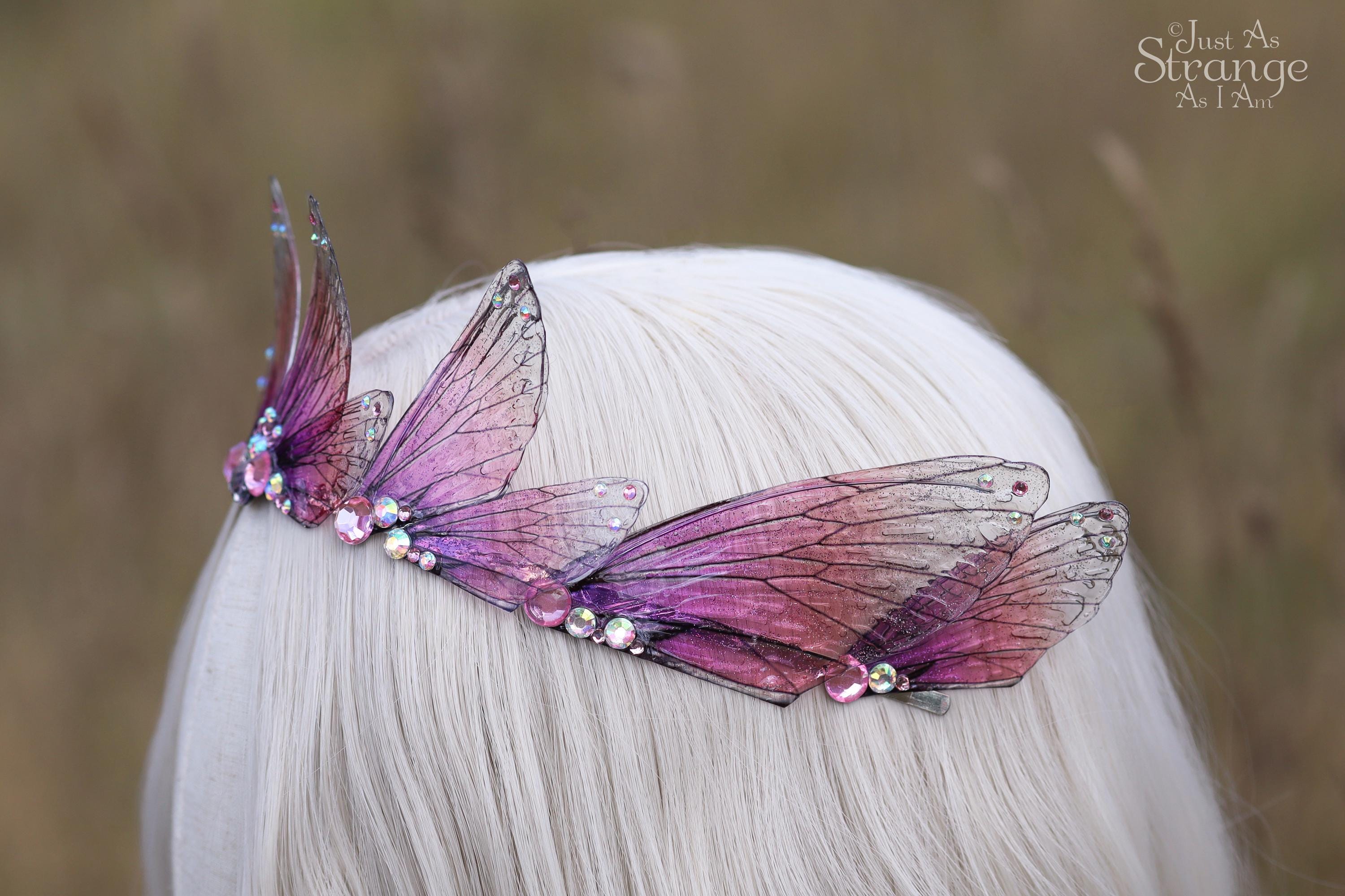 Queen Pageant Crown Headband butterfly pink Pink Butterfly Fairy Crown - Flower Headband with Wings  main image 2