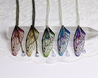 Choose Colour - Enchanting Fairy Wing Necklace: Fantasy Butterfly Charm Pendant for Fairycore, Cottagecore and Fairytale Weddings