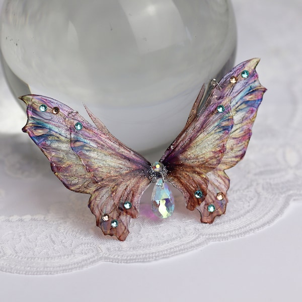 Fairy Wing Necklace - Cicada Butterfly Pendant - Holo Bronze Butterfly - Fantasy - Fairy Kei - Fairycore - Pastel Goth - Mori Kei