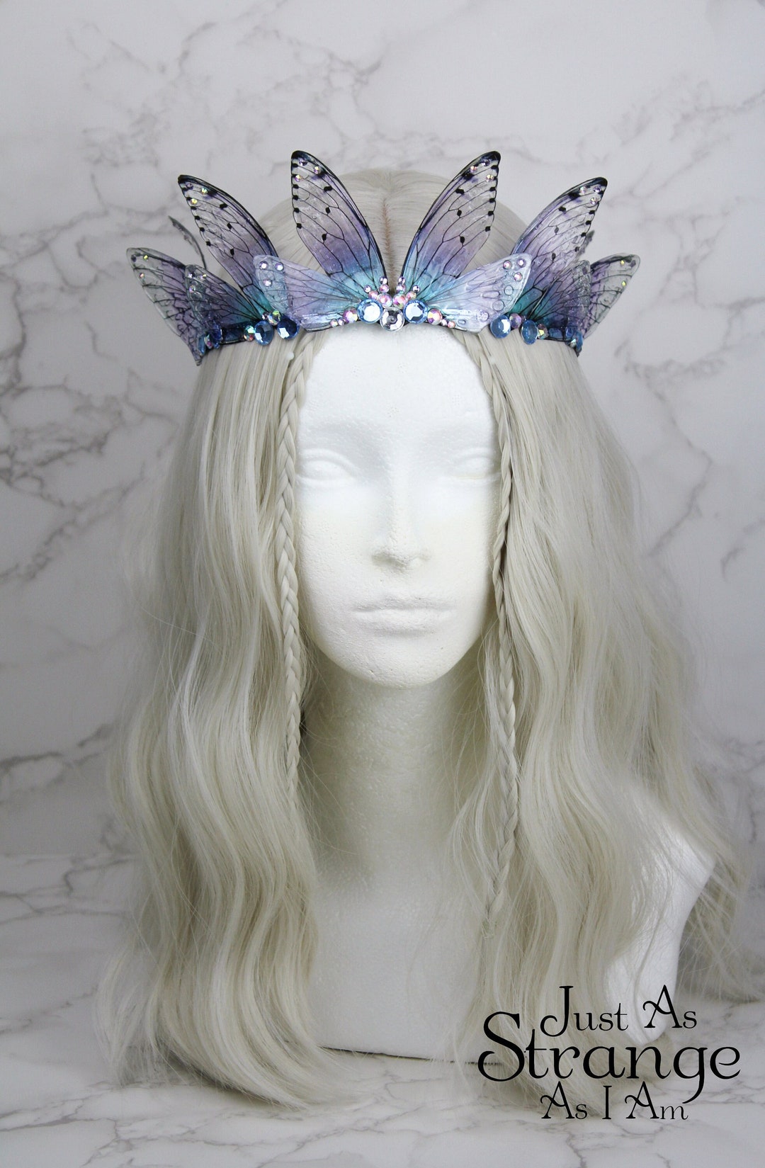 Fairy Diadem Soft Purple Blue Fairy Wing Cicada Tiara Crown Etsy