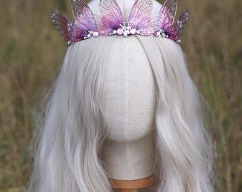 Enchanting Spring Fairy Wing Tiara: Pink Butterfly Adult Fantasy