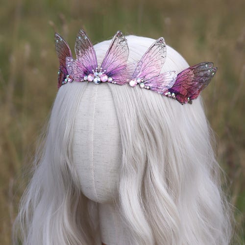 Enchanting Spring Fairy Wing Tiara: Pink Butterfly Adult  display picture 2