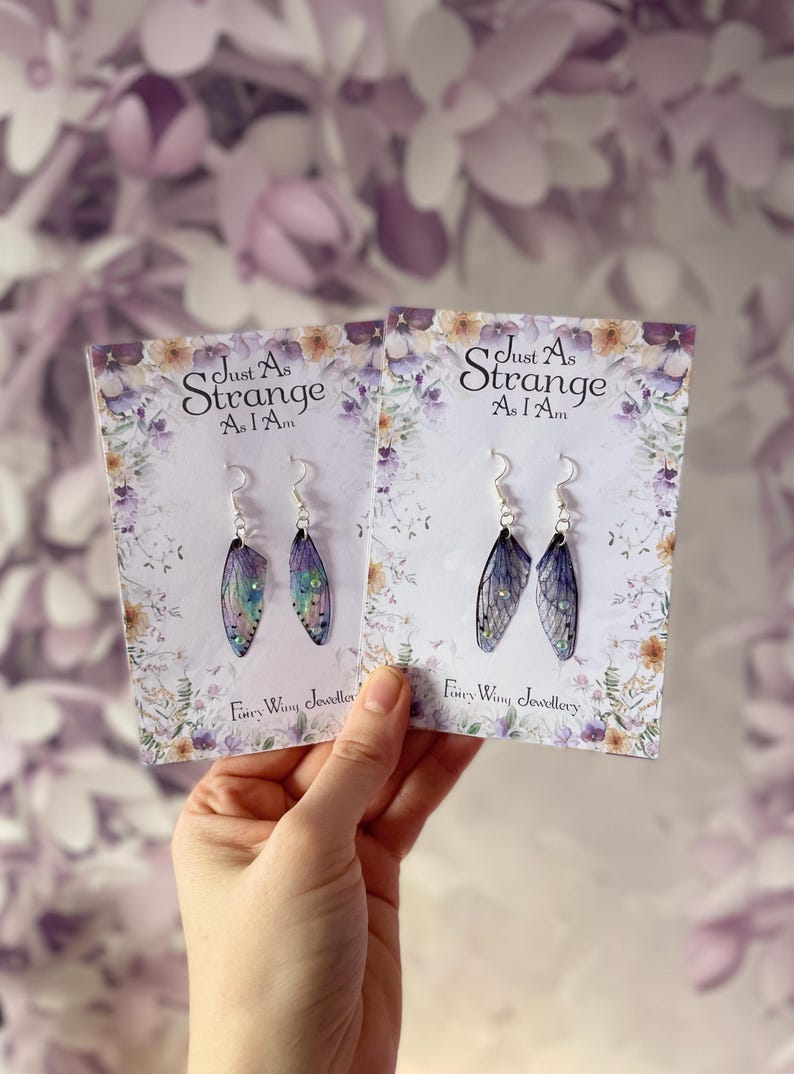 Choose Colour - Tiny Fairy Wing Earrings - Butterfly Cicada Earrings - Fairycore - Fairy Kei - Mori Kei - Pastel Goth - Renaissance Fair image 14