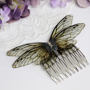 Fairy Wing Hair Comb - Cicada Butterfly - Bridal Hair Piece - Vintage - Fairycore - Fairy Kei - Cottagecore - Natural Golden - Boho Bride