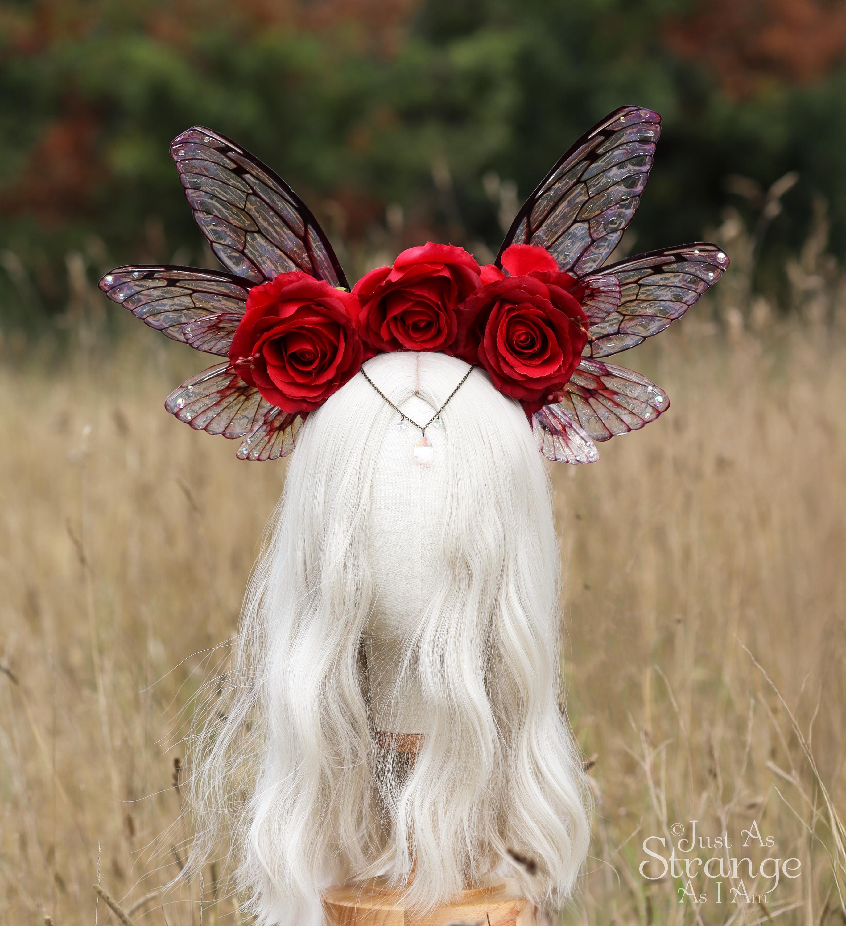 Enchanting Fairy Wing Headdress: Red Adult Fantasy Costume  display picture 3