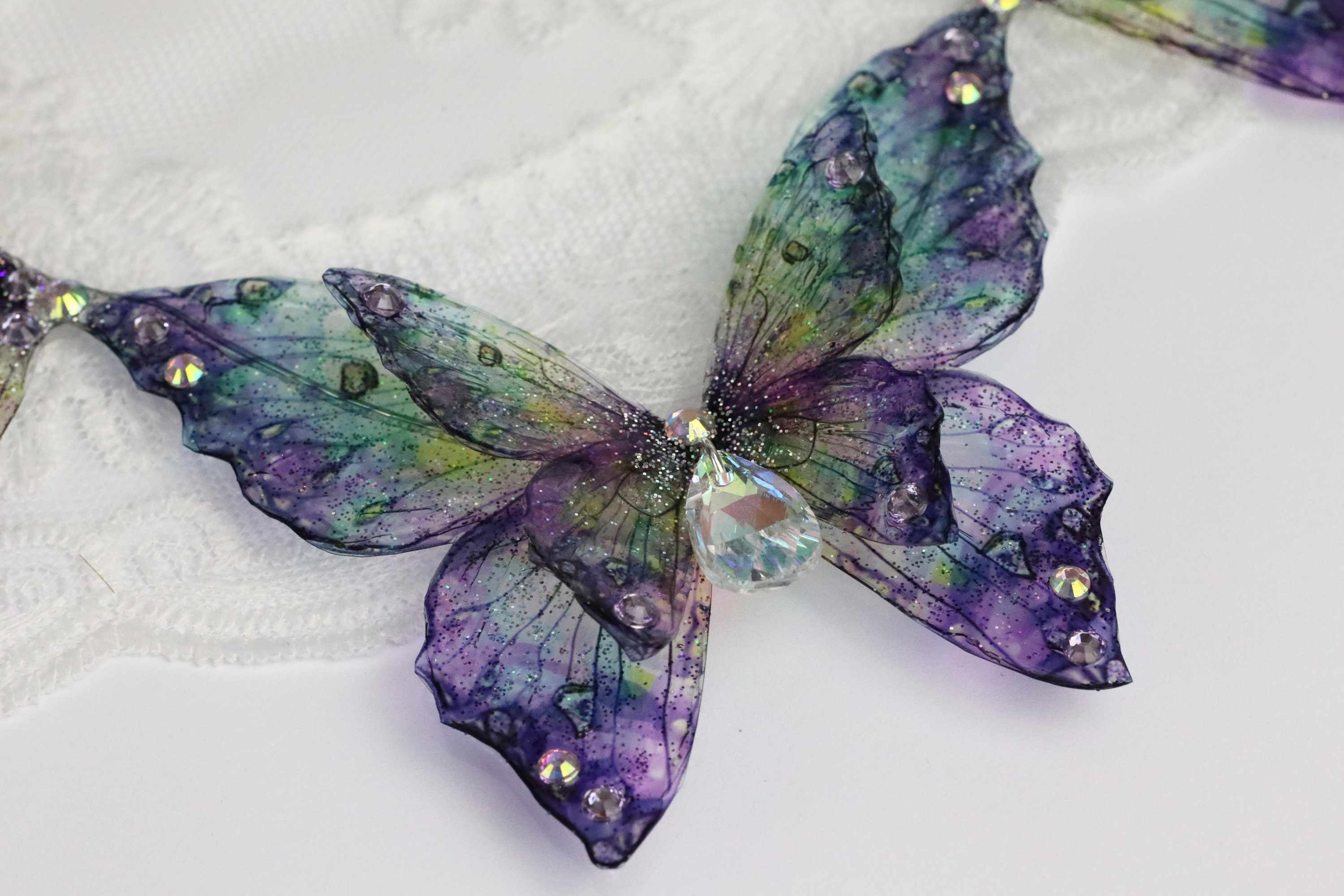 Fairy Wing Necklace - Butterfly Collar Pendant - Vintage