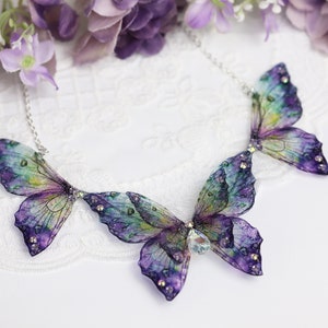 Fairy Wing Necklace - Butterfly Collar Pendant - Vintage Butterfly Purple - Fantasy - Fairycore - Fairy Kei - Fairy Grunge - Mori Kei