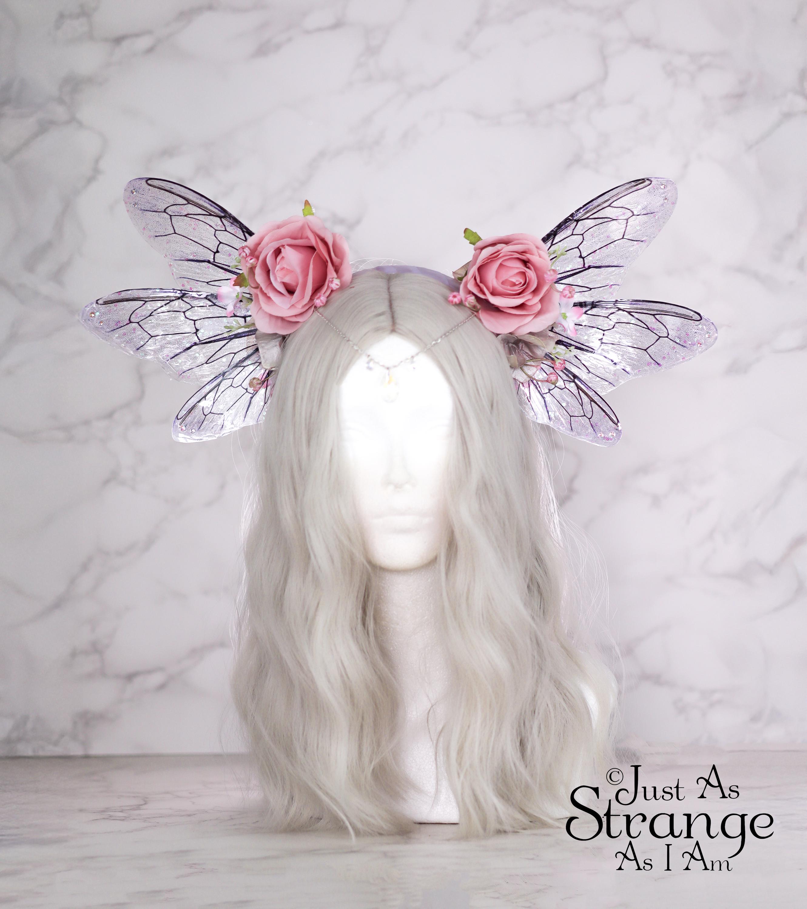 Vintage Fashion Fantasy Beaded Floral Butterfly Hat Art to Wear Festival Cap Blush Feather Orchid Butterfly Fascinator Hat – Julep Hat  main image 2