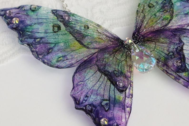 Fairy Wing Necklace - Cicada Butterfly Pendant - Purple Fantasy ...