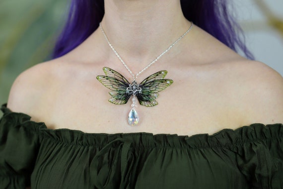 Fancy Necklace In Purple Fantasy Fairy Wing Necklace Cicada