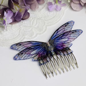 Fairy Wing Hair Comb - Cicada Butterfly - Bridal Hair Piece - Fairycore - Fairy Kei - Cottagecore - Purple - Mori Kei - Boho Bride