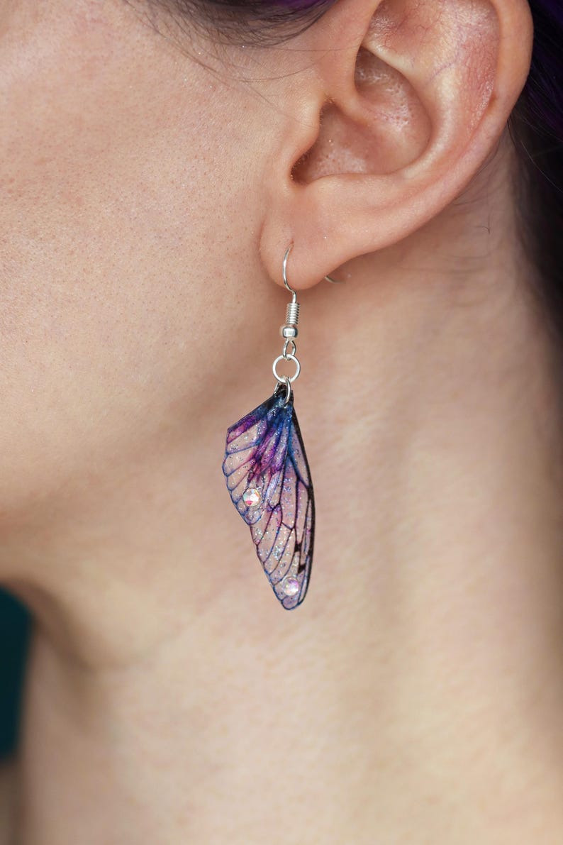 Choose Colour - Tiny Fairy Wing Earrings - Butterfly Cicada Earrings - Fairycore - Fairy Kei - Mori Kei - Pastel Goth - Renaissance Fair image 12