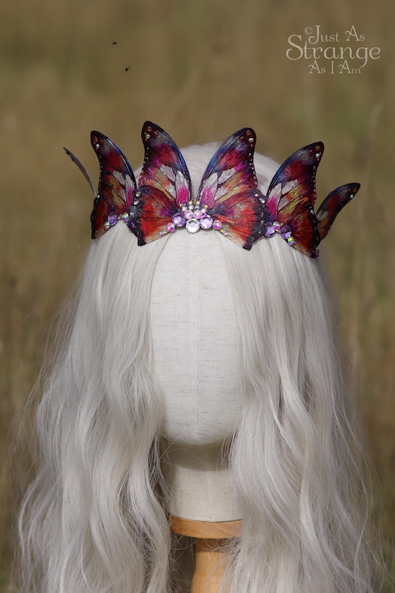 Rainbow Butterfly Wing Tiara: Crystal Fairy Crown for Adult  display picture 1