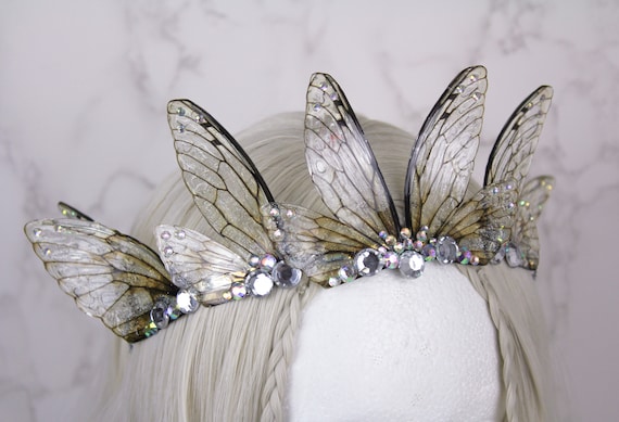 Fairy Crown Diadem Natural Clear Golden Fairy Wing Cicada